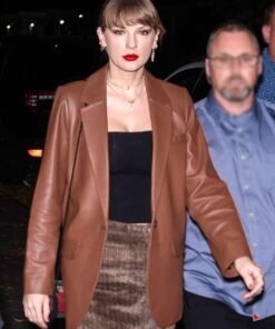 Taylor Swift Brown Leather Blazer