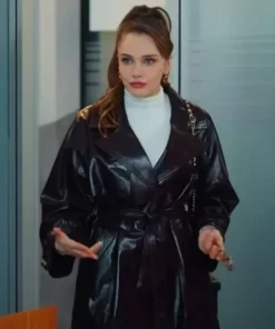 Asli Tuna As The Crow Flies S02 Black Leather Trench Coat