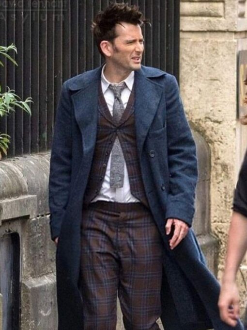 Doctor Who S14 David Tennant Blue Long Coat