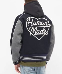 Human Made Duck Navy Blue And Grey Varsity Jacket 2023