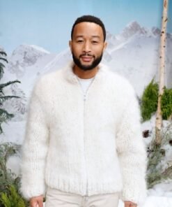 John Legend Holiday Pop-up Thirteen Lune White Fur Jacket