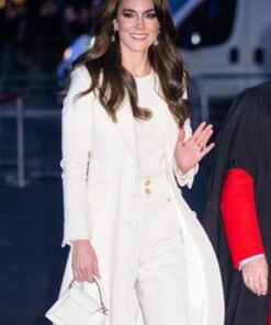 Kate Middleton Christmas Carol Service White Long Coat