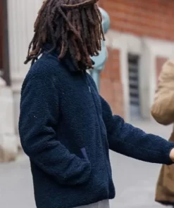 Kingsley Ben-adir Movie One Love 2024 Bob Marley Blue Polar Fleece Jacket