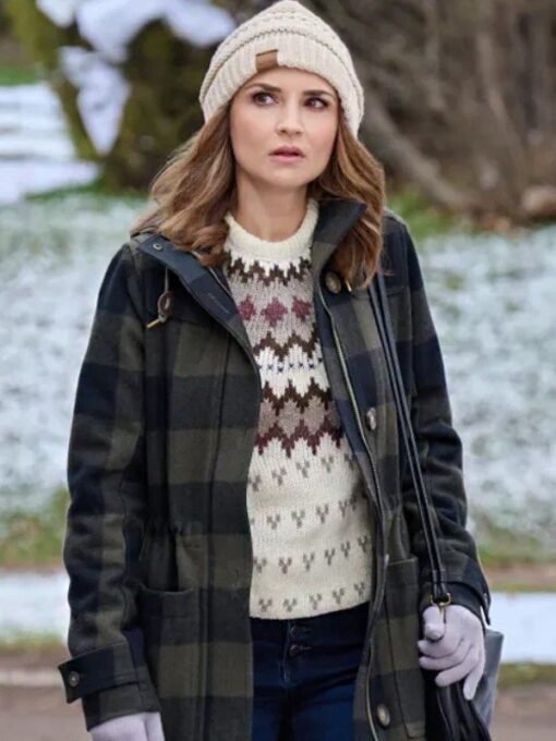 Rescuing Christmas 2023 Rachael Leigh Cook Plaid Trench Coat