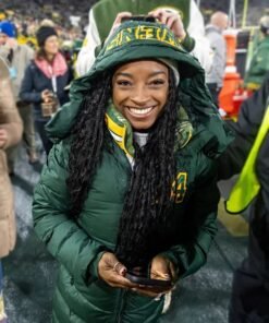 Simone Biles Green Bay Packers Hooded Puffer Coat 2023