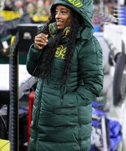 Simone Biles Green Bay Packers Hooded Puffer Coat