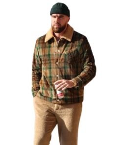 Travis Kelce Brown Checkered Corduroy Jacket 2023