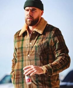 Travis Kelce Brown Checkered Corduroy Jacket