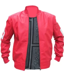 8 Ball Pink Leather Bomber Jacket