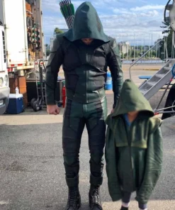 Green Arrow Stephen Amell S08 Hooded Jacket