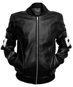 8 Ball Leather Jacket Bomber Style Black Leather Jacket