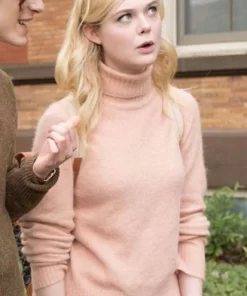 A Rainy Day In New York Elle Fanning Pink Sweater