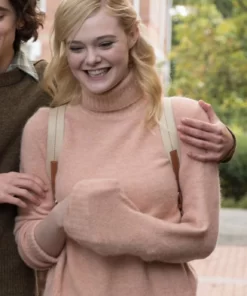 A Rainy Day In New York Elle Fanning Pink Sweater
