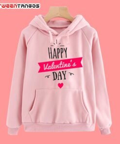Happy Valentine Day Pink Fleece Hoodie