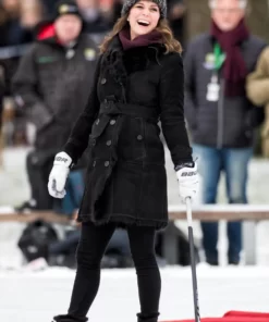Kate Middleton Sweden Black Fur Trench Coat 2024
