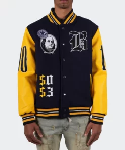 Men’s Blessed Money Navy Varsity Jacket
