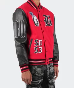 Men’s Blessed Money Red Varsity Bomber Jacket 2024