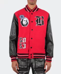 Men’s Blessed Money Red Varsity Bomber Jacket