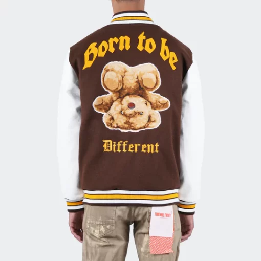 Men’s Born To Be Different Brown Varsity Jacket 2024