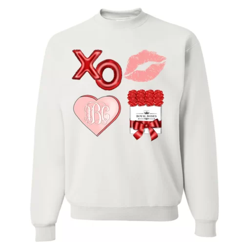 Monogrammed ‘valentine’s Day’ Crewneck White Sweatshirt