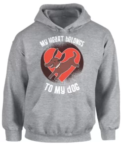 My Heart Belongs To My Dog Grey Fleece Hoodie
