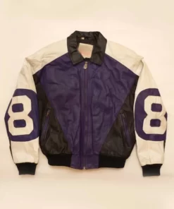 Michael Hoban Purple and Black Leather “8 ball” Jacket