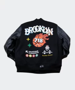 Wedding Cake Brooklyn Black Wool Varsity Jacket 2024