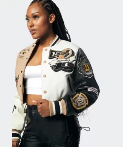 Women’s Smoke Rise Red Color Block Wool Varsity Jacket