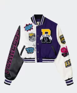 Women’s Smoke Rise Red Melton Wool Crop Purple Varsity Jacket