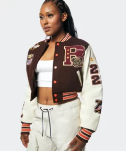 Women’s Smoke Rise Red Two-tone Brown Wool Varsity Jacket