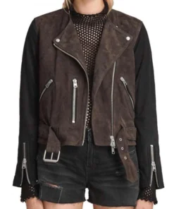 Arrow Katie Cassidy Biker Suede Leather Jacket
