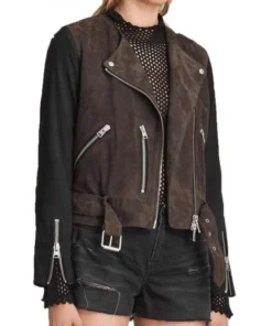 Arrow Katie Cassidy Biker Suede Leather Jacket