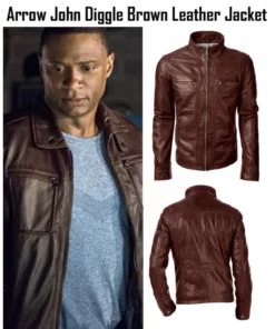 Arrow John Diggle Brown Leather Jacket