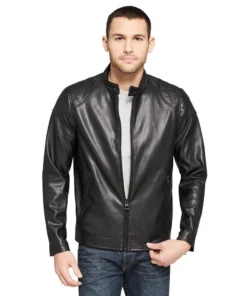 Mens Black Leather Biker Jacket for Sale