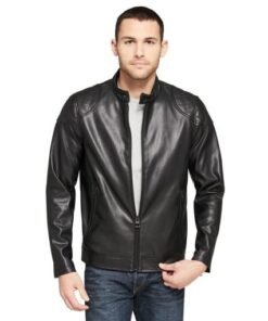 Mens Vintage Moto Leather Jacket with Hood