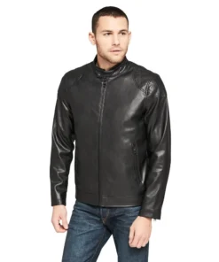 Mens Black Leather Biker Jacket for Sale