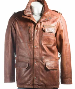 Mens Tan Double Collared Coat