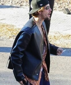 2024 Super Bowl LVIII Justin Bieber Black Leather Jacket