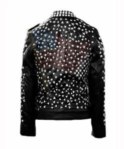 Mens Studded Punk Biker Leather Jacket