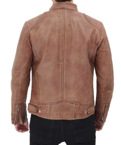 Dodge Leather Distressed Cafe Racer Leather Jacket