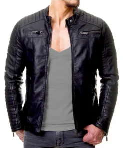 Mens Vintage Cafe Racer Slim Fit Biker Jacket