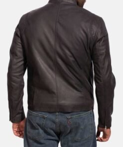 Ionic Black Leather Biker Jacket for Mens