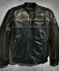 Harley Davidson Men’s Reflective Bomber Leather Jacket