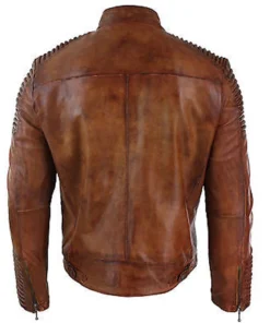 Mens Cafe Racer Brown Distressed Leather Jacket