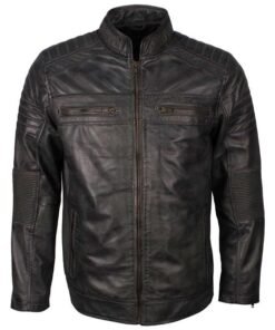 Mens Cafe Racer Grey Waxed Jacket