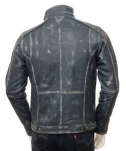 Mens Café Racer Blue Waxed Jacket
