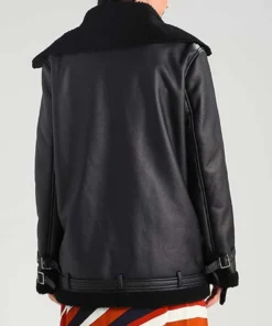 Womens Aviator Black Shearling Jacket