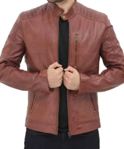 Mens Benjamin Cafe Racer Brown Leather Jacket