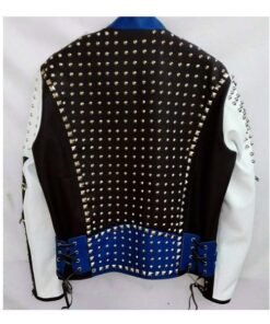 Mens Cafe Racer Studded Leather Jacket