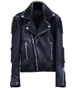 Mens Studded Biker Leather Jacket